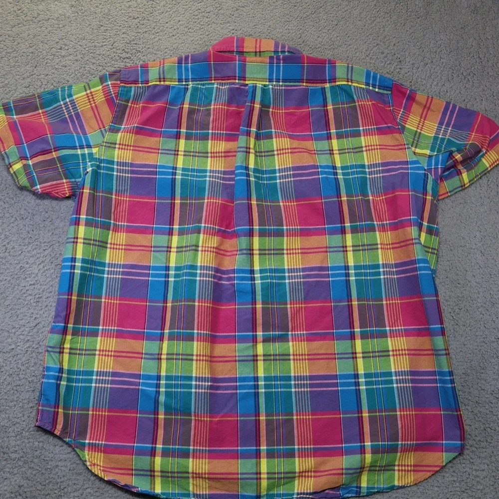 Polo Ralph Lauren Mens 2XB Untucked Fit Madras Plaid Short Sleeve Shirt Multi